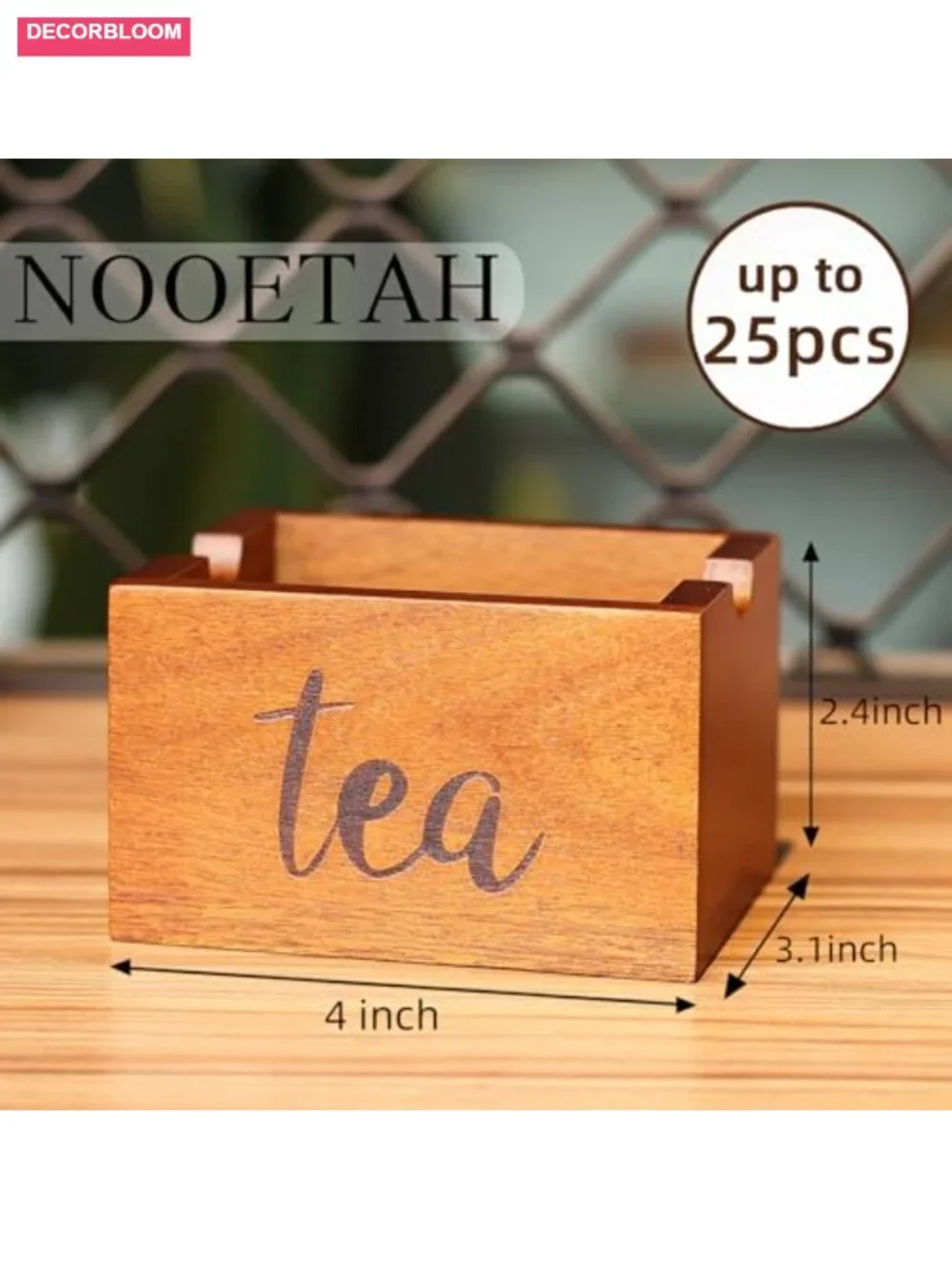 Acacia Wood Sugar Packet Caddy for Coffee Bar Farmhouse